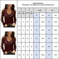 GVMFive ženska čipkasta šivaćim dugim rukavima vruće bušenje v-izreza casual bluze