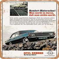 Metalni znak - Opel Rekord Njemačka Vintage Ad - Vintage Rusty Look
