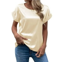 Ženske vrhove cvjetne bluze kratkih rukava casual žena ljetne majice s V-izrezom bež xl
