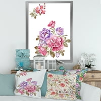 DesignTart 'Buket ljubičastog i ružičastog cvijeća I' Farmhouse uokviren umjetnički tisak