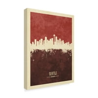 Zaštitni znak likovne umjetnosti 'Seattle Washington Skyline Red II' platno umjetnost Michaela Tompsetta