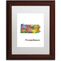 Zaštitni znak likovne umjetnosti pejzaži matirana uokvirena umjetnost 'Pennsylvania State Map-' Marlene Watson