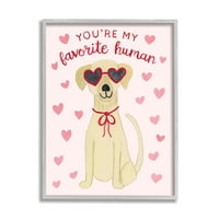 Stupell Industries Omiljeni ljudski pas ružičasta srca nose sunčane naočale 30, dizajn Heather Strianese