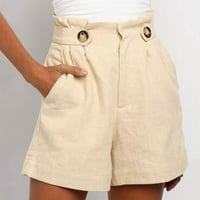 Ljetne kratke hlače modne kratke hlače Ležerne s džepom na kopčanje Ženske kratke hlače za žene u bež boji