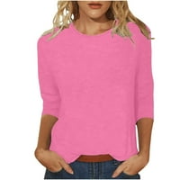 Wefuesd majice za žene ženske čvrste boje okrugli vrat vitki majica s rukom od sedam točaka gornja ženska moda
