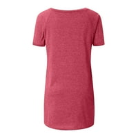 Ljetni topovi za žene ležerna jednobojna Majica Plus size modna tunika s izrezom u obliku slova a Majica kratkih