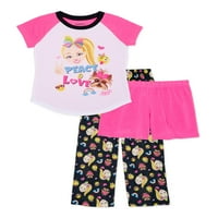 Jojo Siwa Girls Top kratki rukavi, duge hlače i kratke hlače, set od 3-dijela pidžame, veličine 6-12