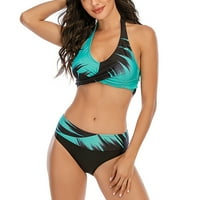 2/ dvodijelna Ženska odjeća za plažu s cvjetnim printom tankini Bandeau Bikini zavojni komplet push-up kupaći