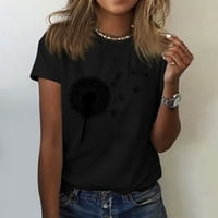 Ženska majica s kratkim rukavima s kratkim rukavima s okruglim vratom na prednjem ramenu Vintage ljetna široka