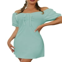 Ženske ljetne haljine A-liste majice kratkih rukava s ramena Mini haljina jednobojna ležerna boemska sundress
