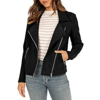 Ženske modne kratke jakne s patentnim zatvaračem, Casual kaputi s džepovima od antilopa