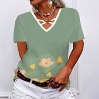 Majice s printom suncokreta, modne šuplje bluze širokog kroja, udobni puloveri, bluze u zelenoj boji, majice s