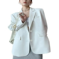 Ženska jednobojna jakna od kardigana u donjem rublju, obični ležerni sakoi, uredski džepovi s preklopom, ukrašeni