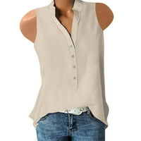 Ljetne vruće košulje za žene Ladies Fashion Casual formalno svestrana gumb za čvrstu boju bez rukava bez rukava