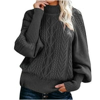 Ženski casual debeli pleteni pulover s dugim rukavima, džemper s okruglim vratom, kaput