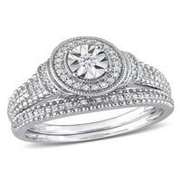 Carat T.W. Diamond Sterling Silver Oval Halo Bridal Ring