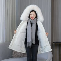 Zimski kaputi za žene, Ženska zimska gusta pamučna gornja odjeća s kapuljačom, prevelika jednobojna izolirana