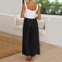Ležerne Ženske hlače u donjem rublju, jednobojne elastične elastične hlače u struku, Ležerne udobne lanene hlače,