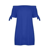Ljetne haljine za žene Sundresses za žensku modnu modnu jedno-linijsku ramenu čvrstu boju kratke suknje rukavi