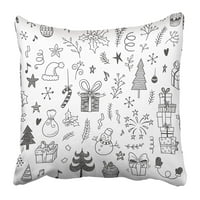 Bijeli ručno oslikani Božićni uzorak doodle, Vesela skica doodle, Glazbena jastučnica u obliku zvijezde i snježne