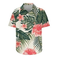 JMntiy muški zaštita od sunca majice majice gumbi u boji blok havaji print s džepnim okretom košulje kratkih rukava