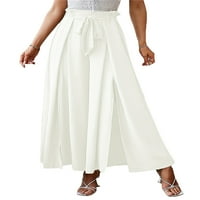 Liacowi žene Juniori labave pojaseve duge hlače ljeto Leisure Solid Color Visoki struk ruširanih hlača s plažom