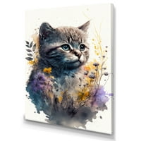 Dizajnirati slatka britanska mačka cvjetna umjetnost I platna zidna umjetnost