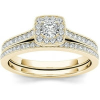 Carat T.W. Dijamantni 10kt žuti zlatni zaručnički prsten u obliku jastuka