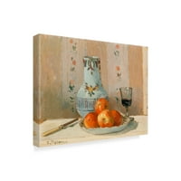 Zaštitni znak likovna umjetnost 'Mrtvi život s jabukama i bacačem' platno umjetnost Camille Pissarro