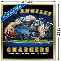 Trends International NFL Los Angeles Chargers - Zidni plakat krajnje zone 24.25 35.75 .75 Verzija uokvirena zlatom