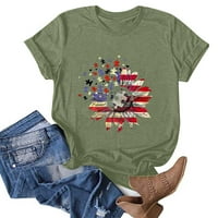 Domoljubne majice za žene sa smiješnim printom suncokreta, printom američke zastave, ležernim puloverom kratkih