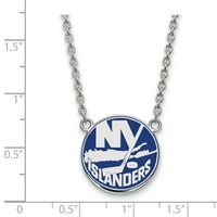 Logoart NHL New York Islanders Sterling Silver veliki emajlirani privjesak s ogrlicom