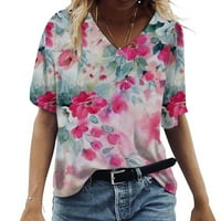 Ženske ljetne majice plus veličine ženske modne Ležerne majice s izrezom u obliku slova A i slikovitim cvjetnim