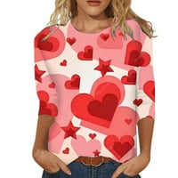 Majica za Valentinovo za žene sa slatkim srcima majice s grafičkim printom Ležerne modne majice bluza