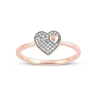 1 10CT TDW Diamond 10K ružičasto zlato srčani prsten za srce
