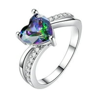 Prstenovi nakit poklon prsten u boji u obliku srca, prsten optočen cirkonom jednostavnog i izvrsnog dizajna, pogodan