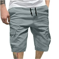 Sportske hlače za muškarce, Muške, Ležerne, s džepovima, elastičnim strukom, ravne polukombinezone, sportske hlače