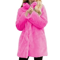 Ženski kaput ženski jednobojni kaput zimska topla labava jakna s ovratnikom Plus veličina ugodna gornja odjeća