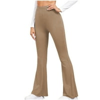 Ženske hlače lagane elegantne boho hlače za slobodno vrijeme hlače u struku smeđe boje;