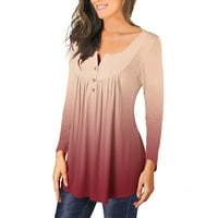 _ / Ženska odjeća rasprodaja ženska ležerna majica s printom pulover dugih rukava s okruglim vratom bluza s volanima