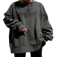 Ženska majica širokog kroja srednje duljine dugih rukava ležerna majica s okruglim vratom jesenske kapuljače u