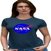 Ženska plava NASA logotip Deluxe meka majica