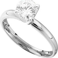 Veličina 6. - Zaručnički prsten od bijelog zlata od 14 karata s okruglim dijamantom u obliku dijamanta