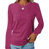 Modna ženska majica s okruglim vratom dugih rukava jesenska jednobojna široka bluza vrhovi od 96 do 4869883