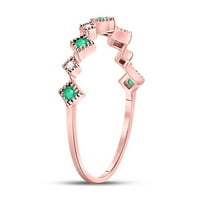 Okrugli prsten od ružičastog zlata od 10 karata s smaragdom i dijamantom u obliku smaragda s mogućnošću nadogradnje