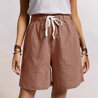 Ženske kratke hlače Ležerne uzde, jednobojne, s džepom na vezicama, modne udobne jednobojne kupaće gaće