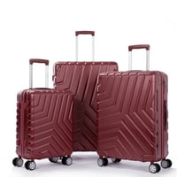 Aukfa set kofera s tvrdoj prtljazi, s dvostrukim spinner kotačima TSA brava, vanjska putnička prtljaga, crvena