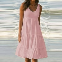 Ljetne haljine za žene Plus size haljina za sunčanje na Plaži ružičasta večernja udobna ležerna Haljina Bez rukava