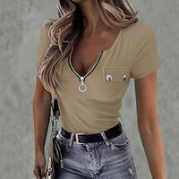 Adviicd majice majice majice ženske vrhove v vrat ruffle kratke rukave majice tunika ljetni posao casual vrhovi