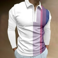 Muška ležerna jesenska majica s prugastim printom s odbijenim ovratnikom majice dugih rukava